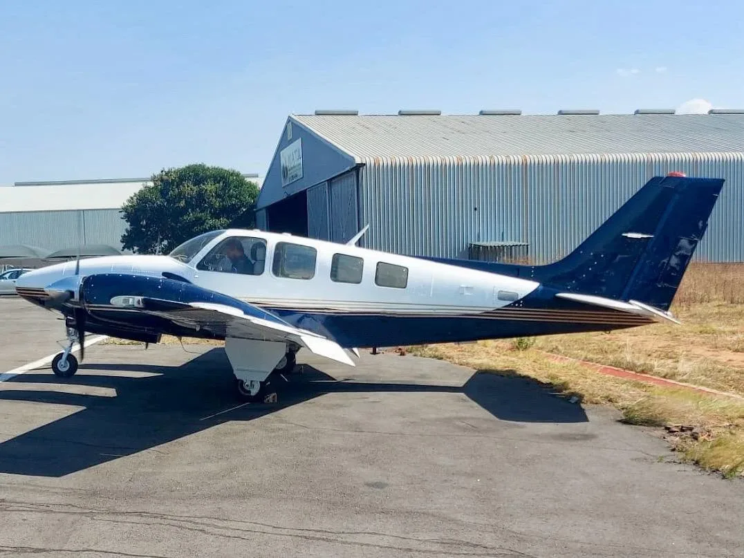 Exterior view of a 1980 Beechcraft 58 Baron.