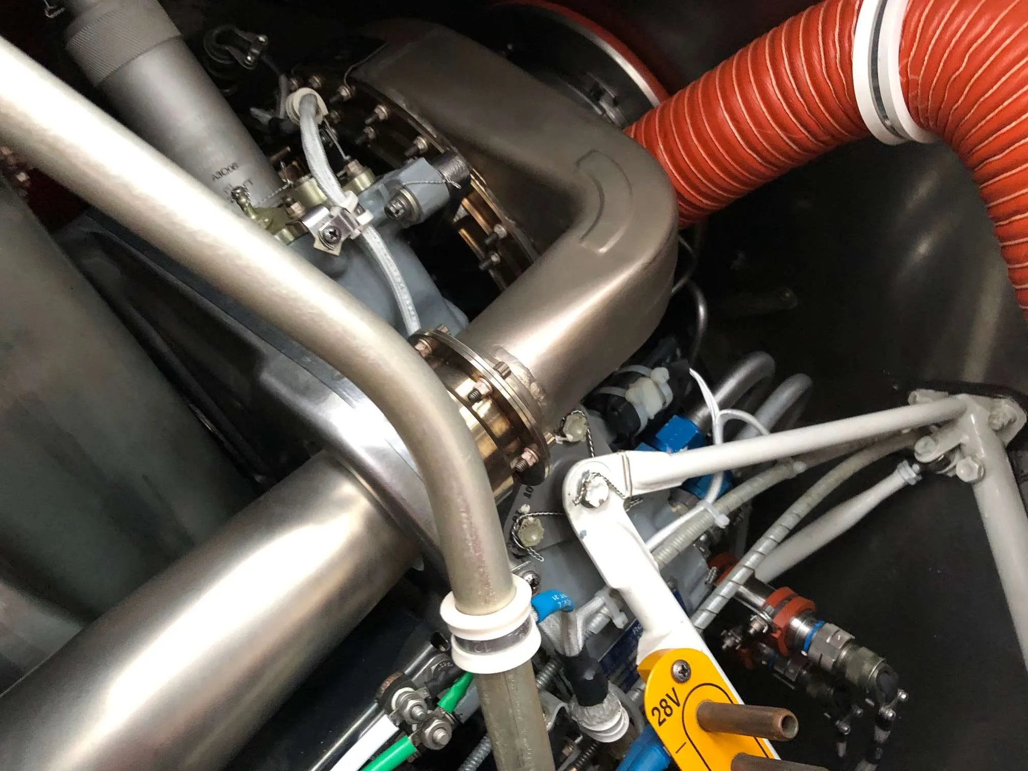 Engine detail of a 2011 Robinson R66 Turbine.
