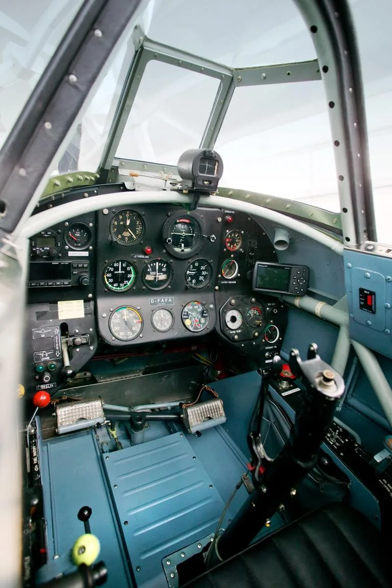Cockpit and instrument panel of a 1943 Yakovlev Yak-9-UM.