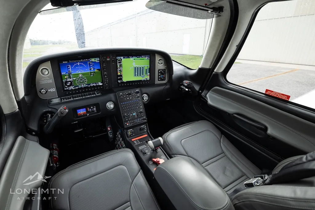 Avionics suite of a 2023 Cirrus SR22 G6 GTS.