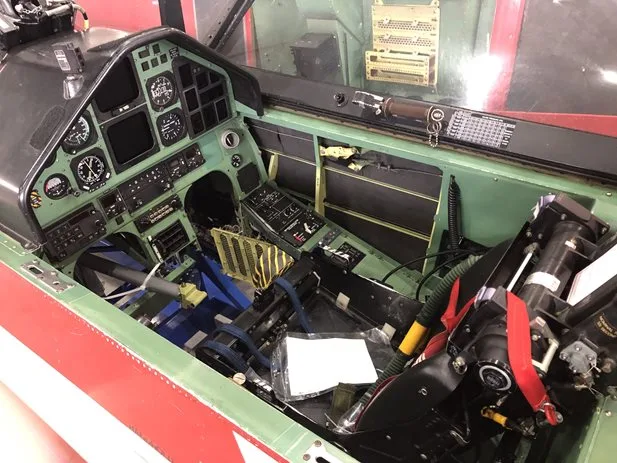 Cockpit and instrument panel of a 1990 Pilatus PC-9/A.
