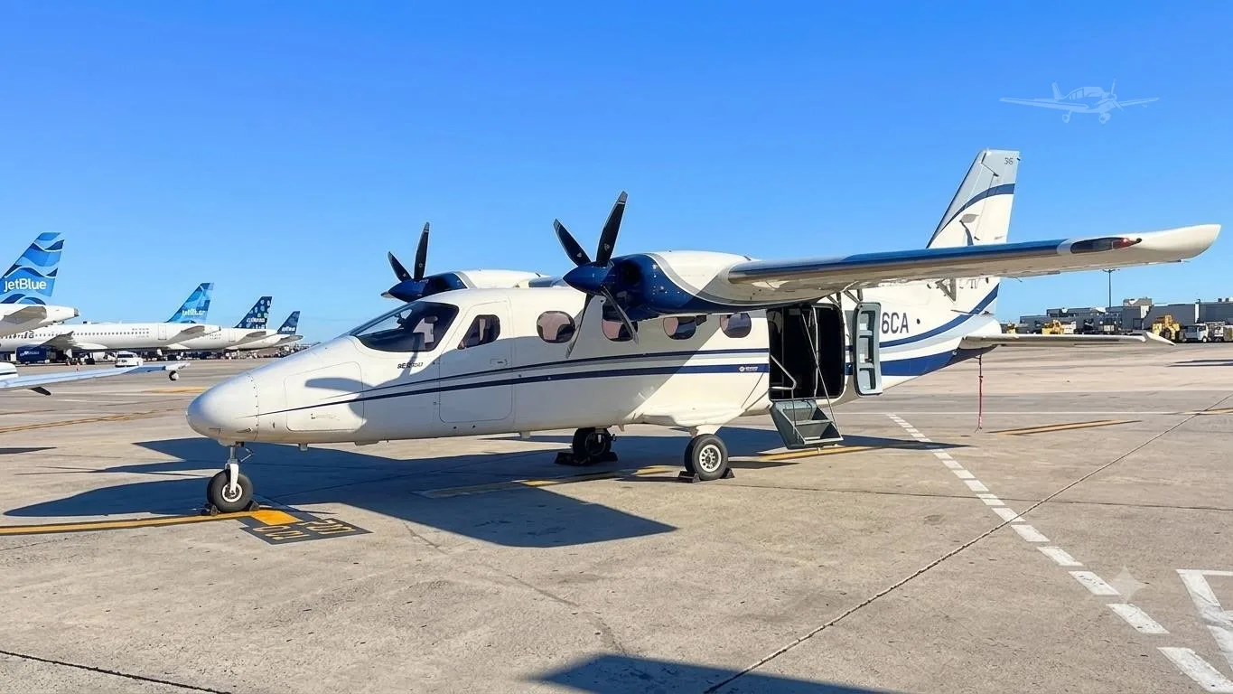 Exterior view of a 2019 TECNAM P2012 TRAVELLER, N266CA.