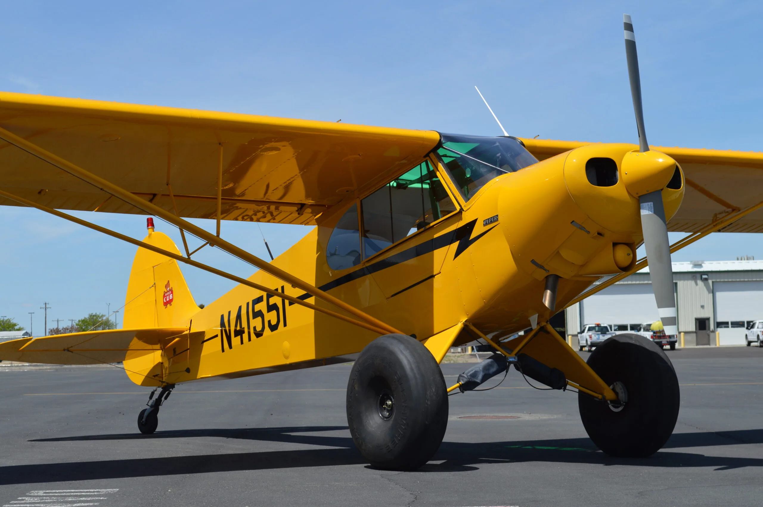 Exterior view of a 1993 Piper PA-18-150, N41551.
