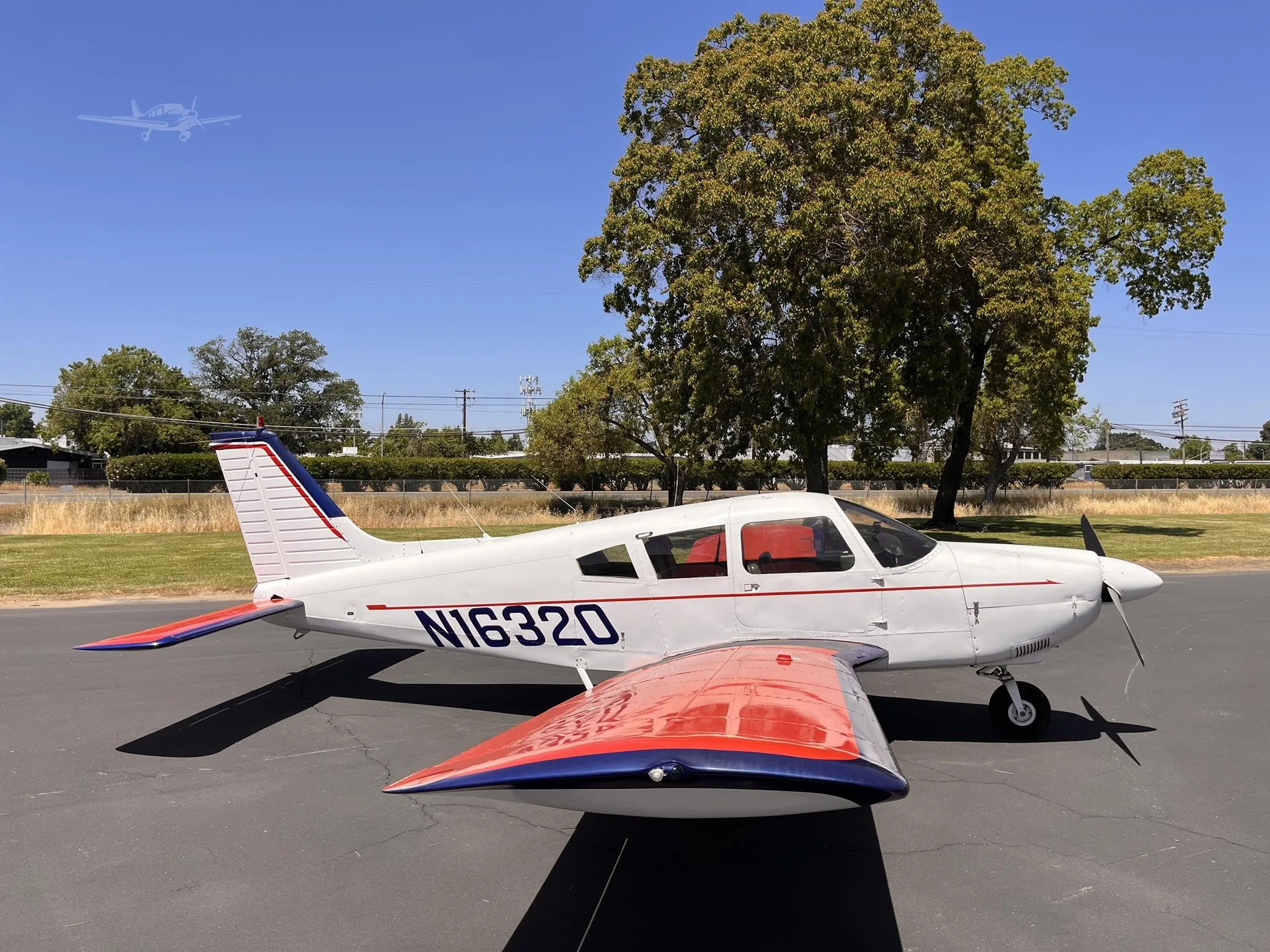 Exterior view of a 1973 PIPER CHEROKEE 180, N16320.