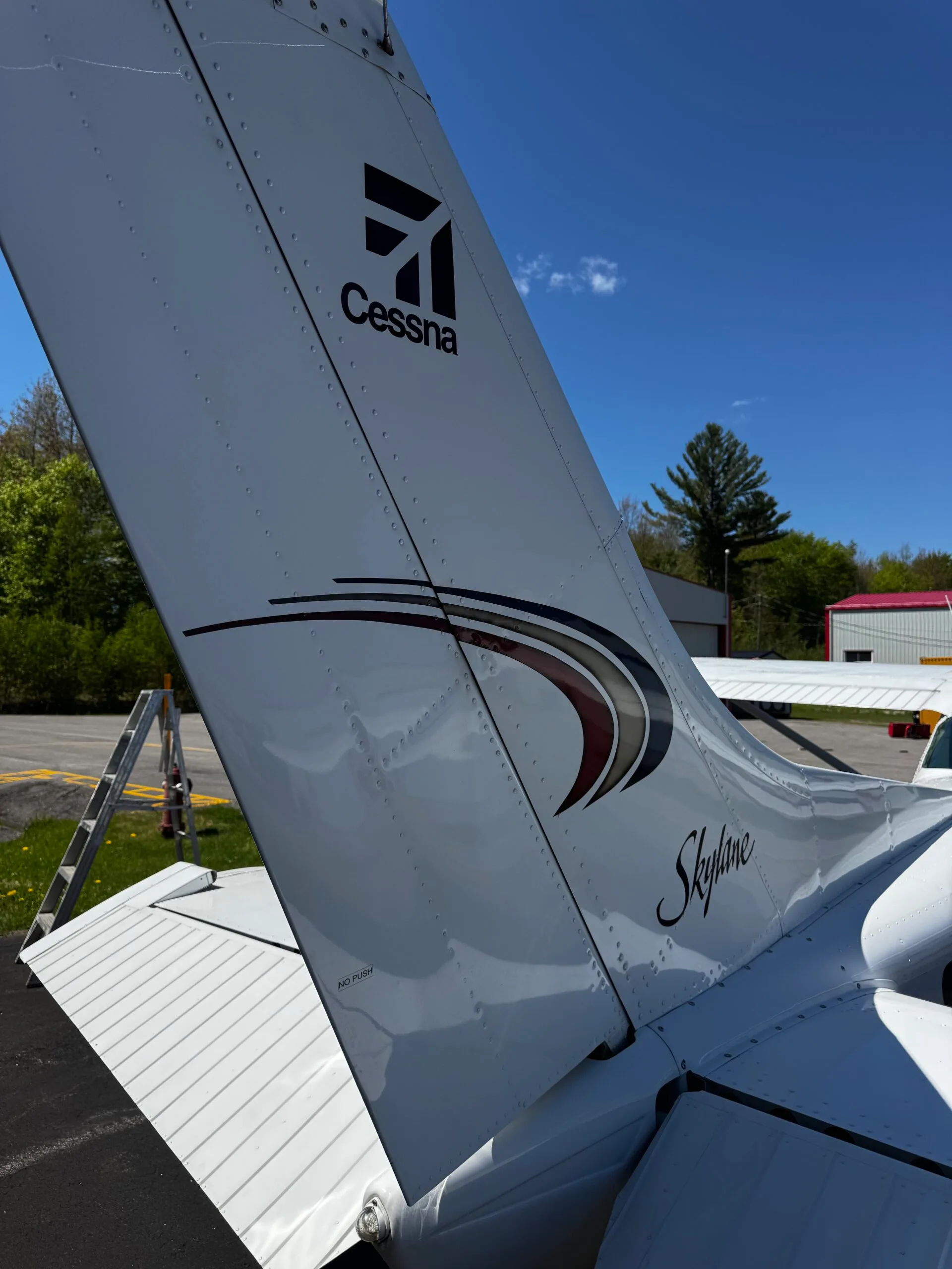 Exterior view of a 1975 Cessna 182.