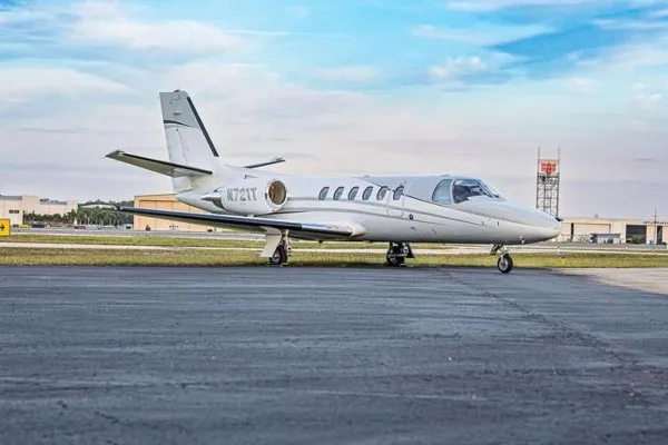 Exterior view of a 2001 Cessna Citation Bravo, N721T.