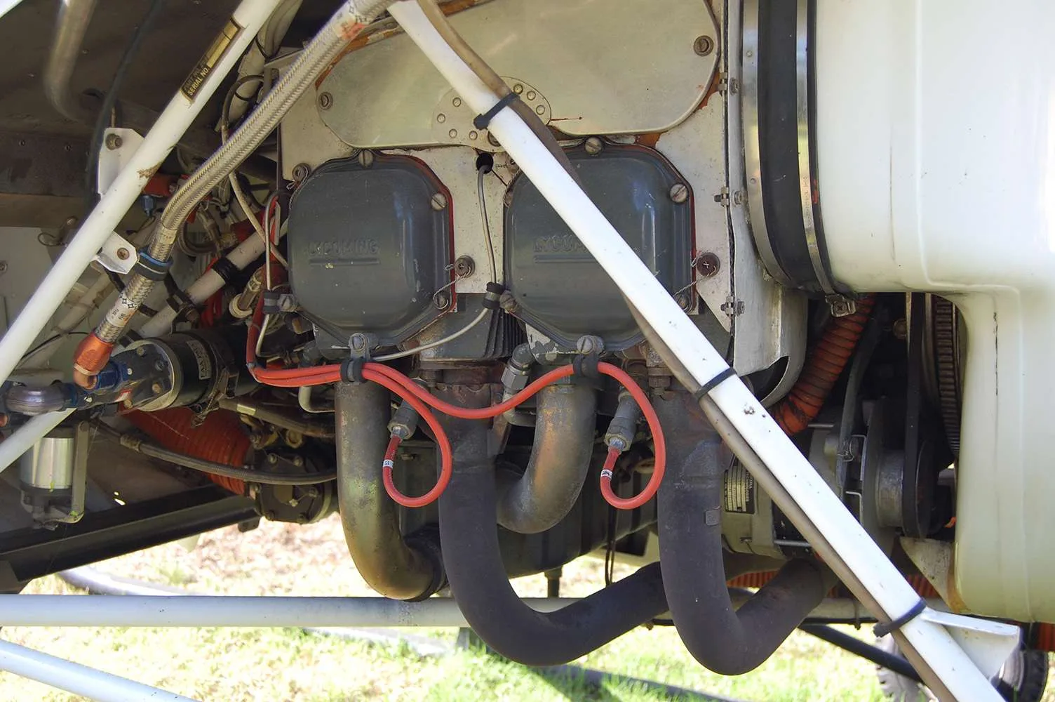 Engine detail of a 2006 Schweizer 269 CBi.