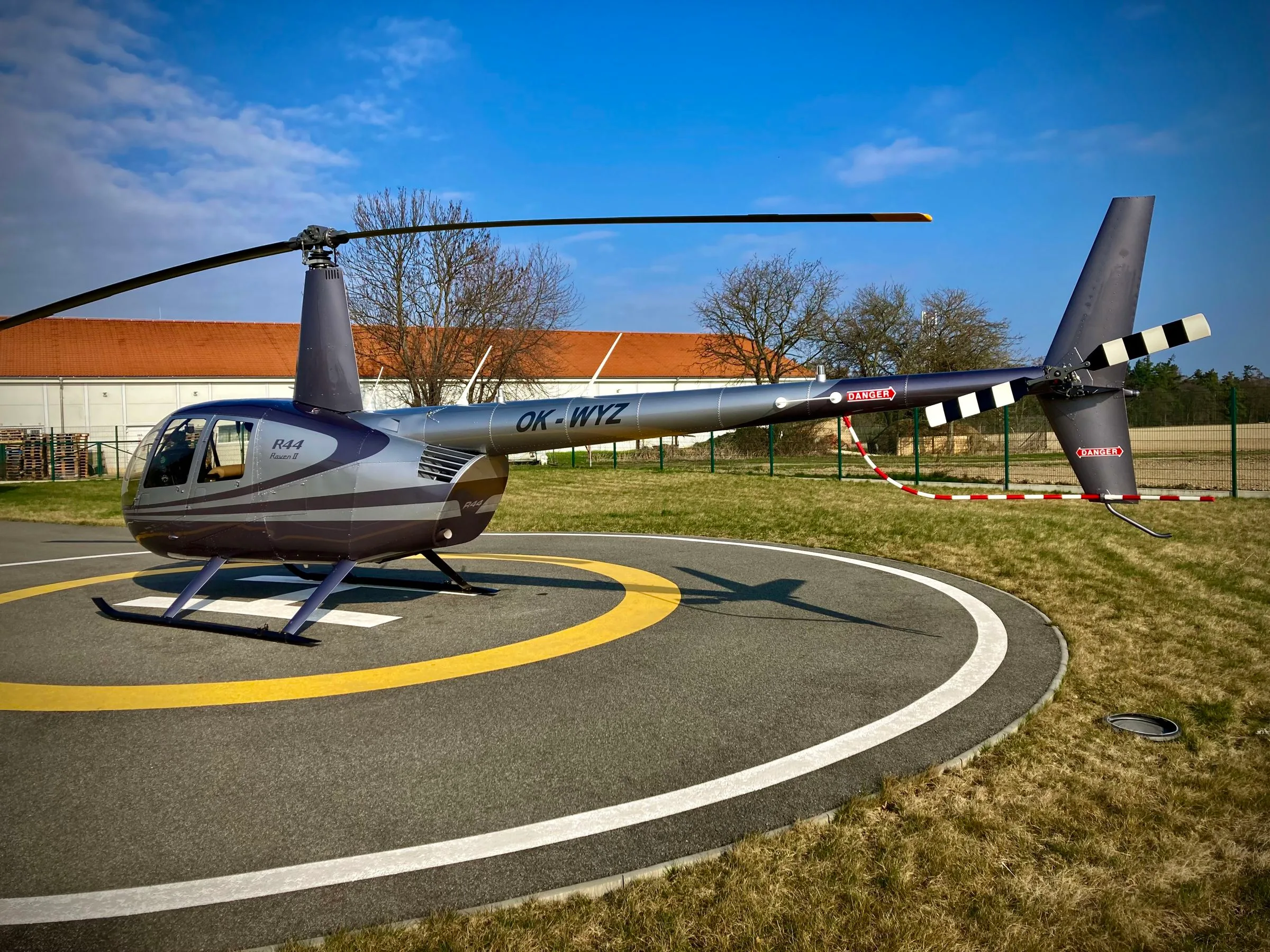 Exterior view of a 2018 Robinson R44 Raven II.