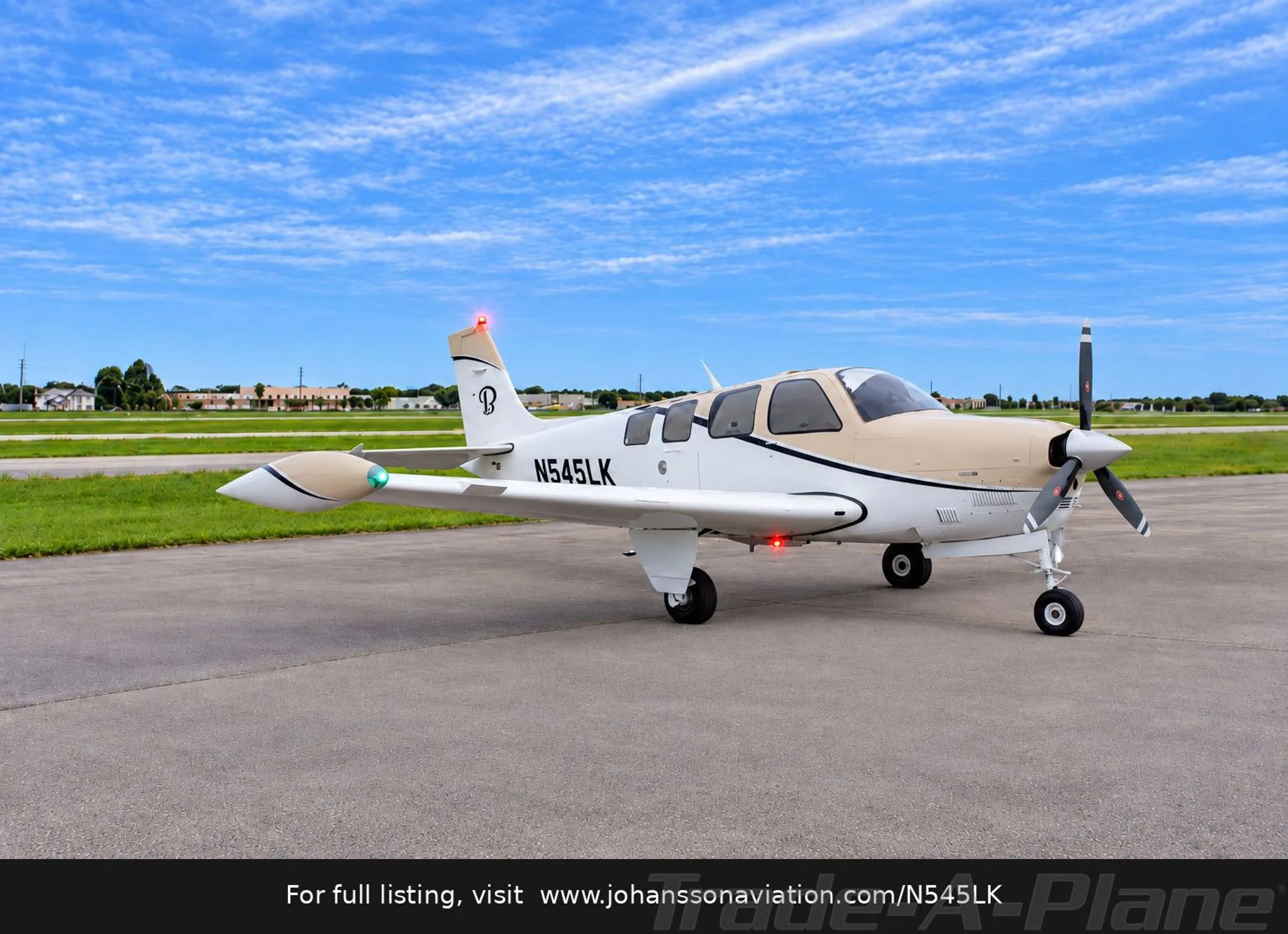 Exterior view of a 2000 BEECHCRAFT A36 BONANZA TURBO NORMALIZED, N545LK.