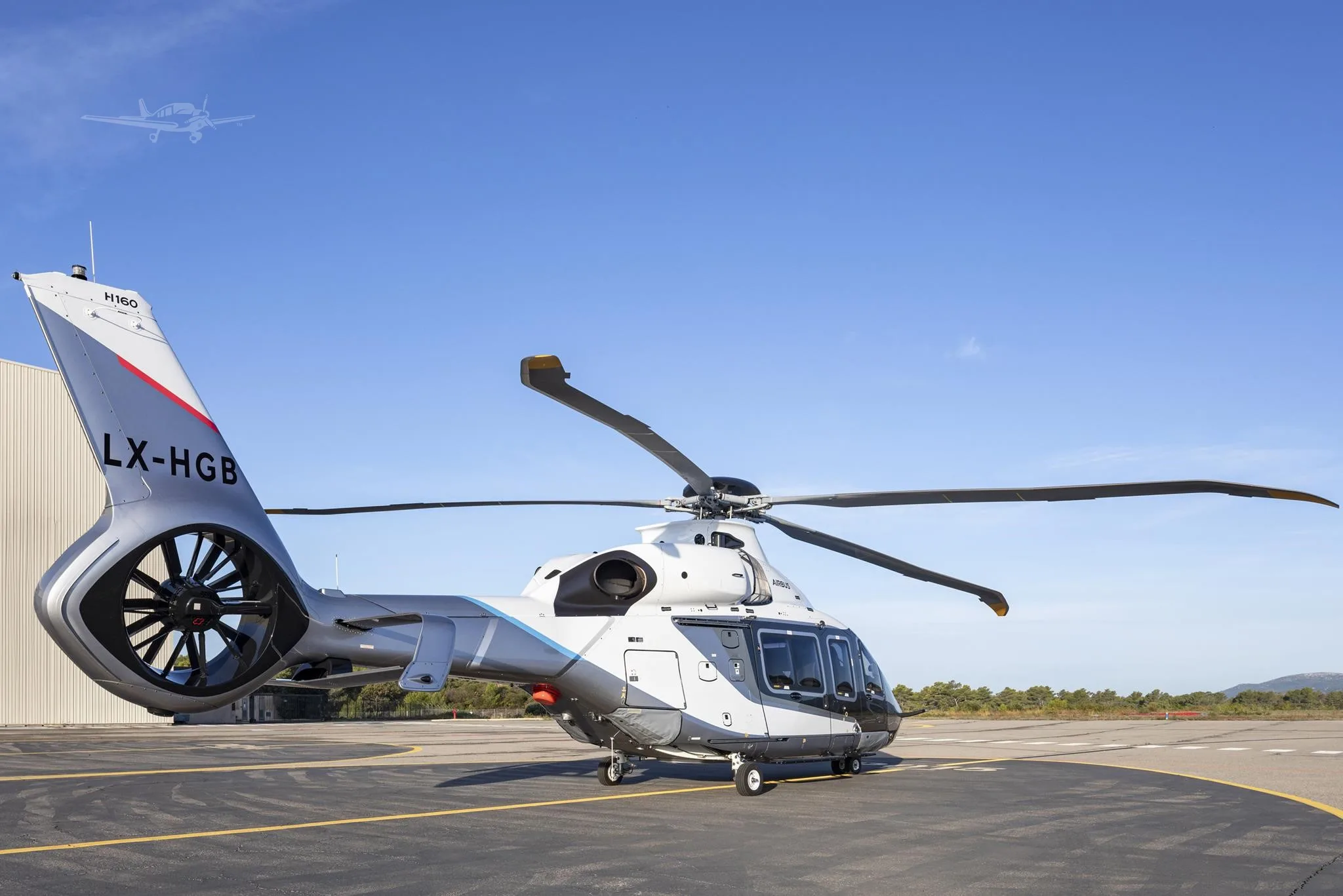 Exterior view of a 2024 AIRBUS H160, LX-HGB.
