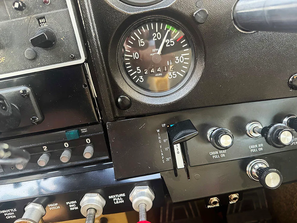 Cockpit and instrument panel of a 1969 Cessna 182M Skylane.