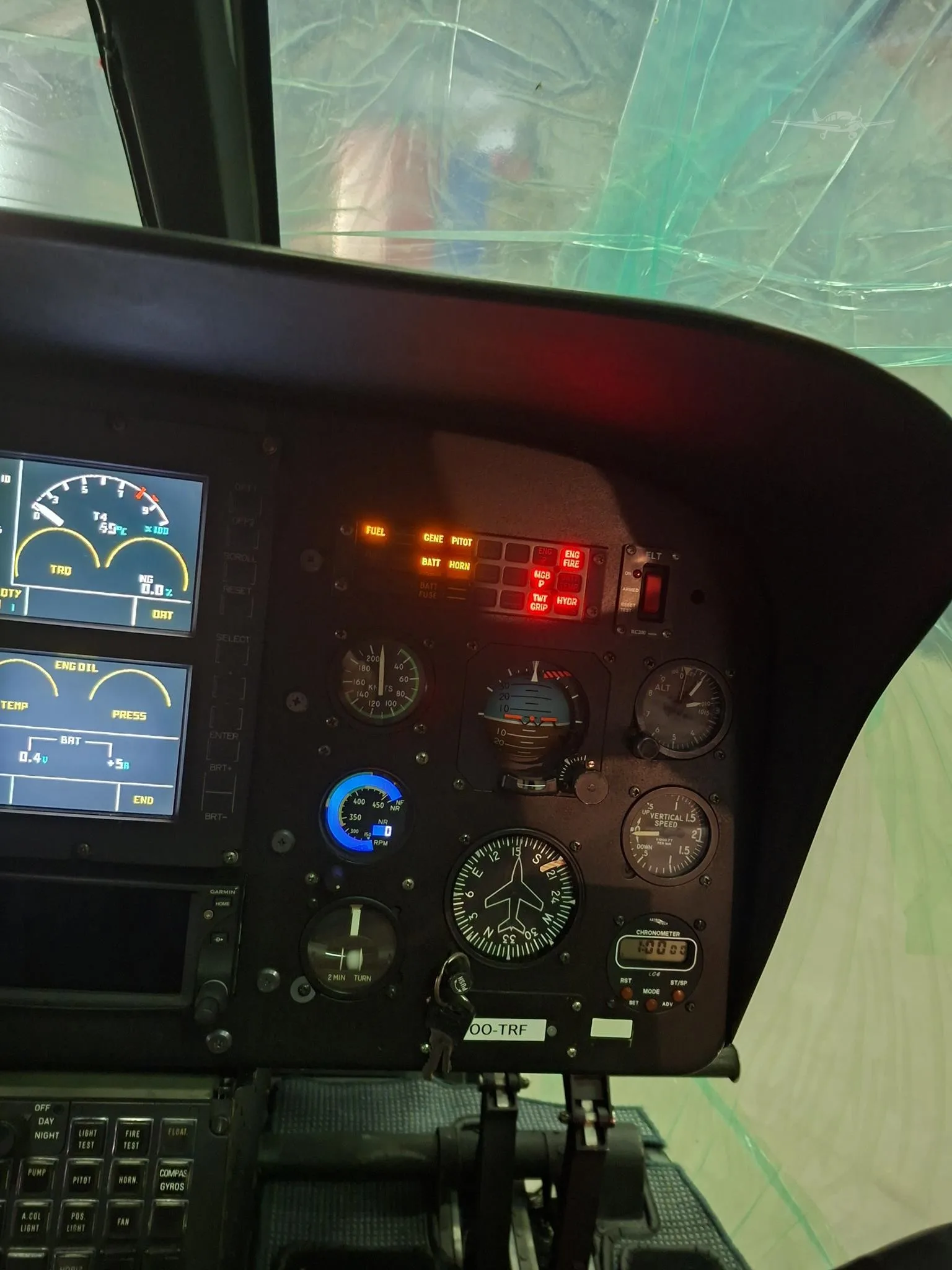 Cockpit and instrument panel of a 2001 EUROCOPTER EC120.
