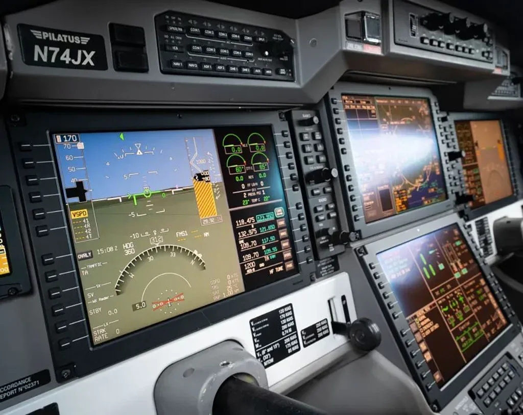 Avionics suite of a 2018 Pilatus PC-24.