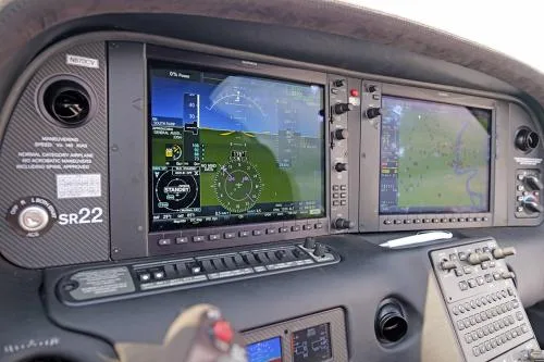 Avionics suite of a 2021 Cirrus SR22.