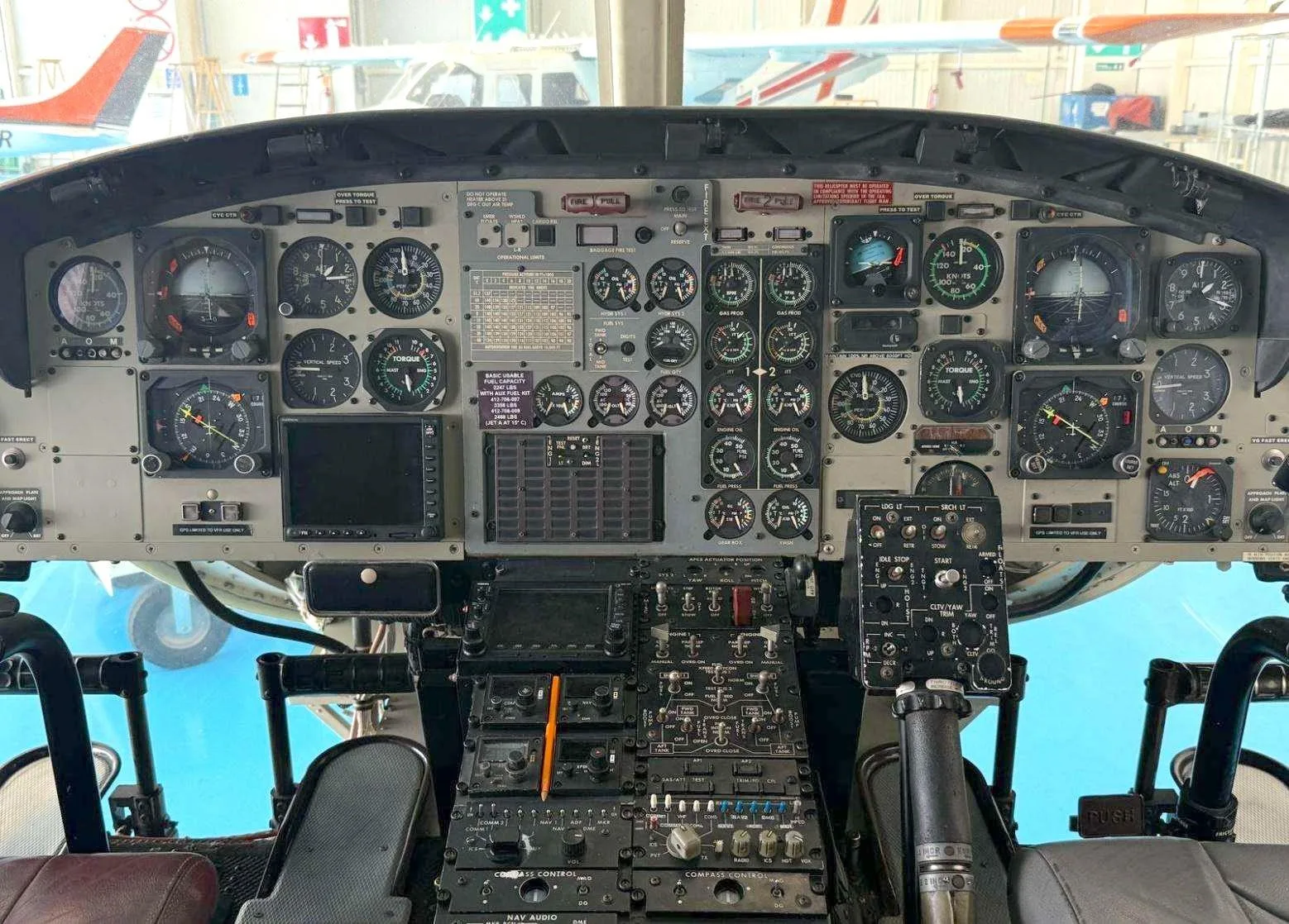 Cockpit and instrument panel of a 1997 BELL 412EP.