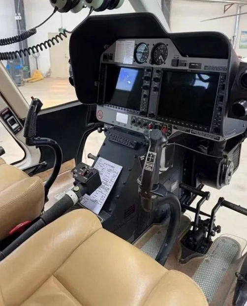 Cockpit and instrument panel of a 2017 BELL 407GXP.