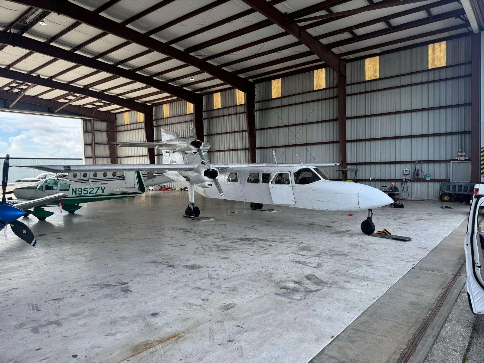 Exterior view of a 1976 Britten Norman BN-2A Trislander, N928MJ.