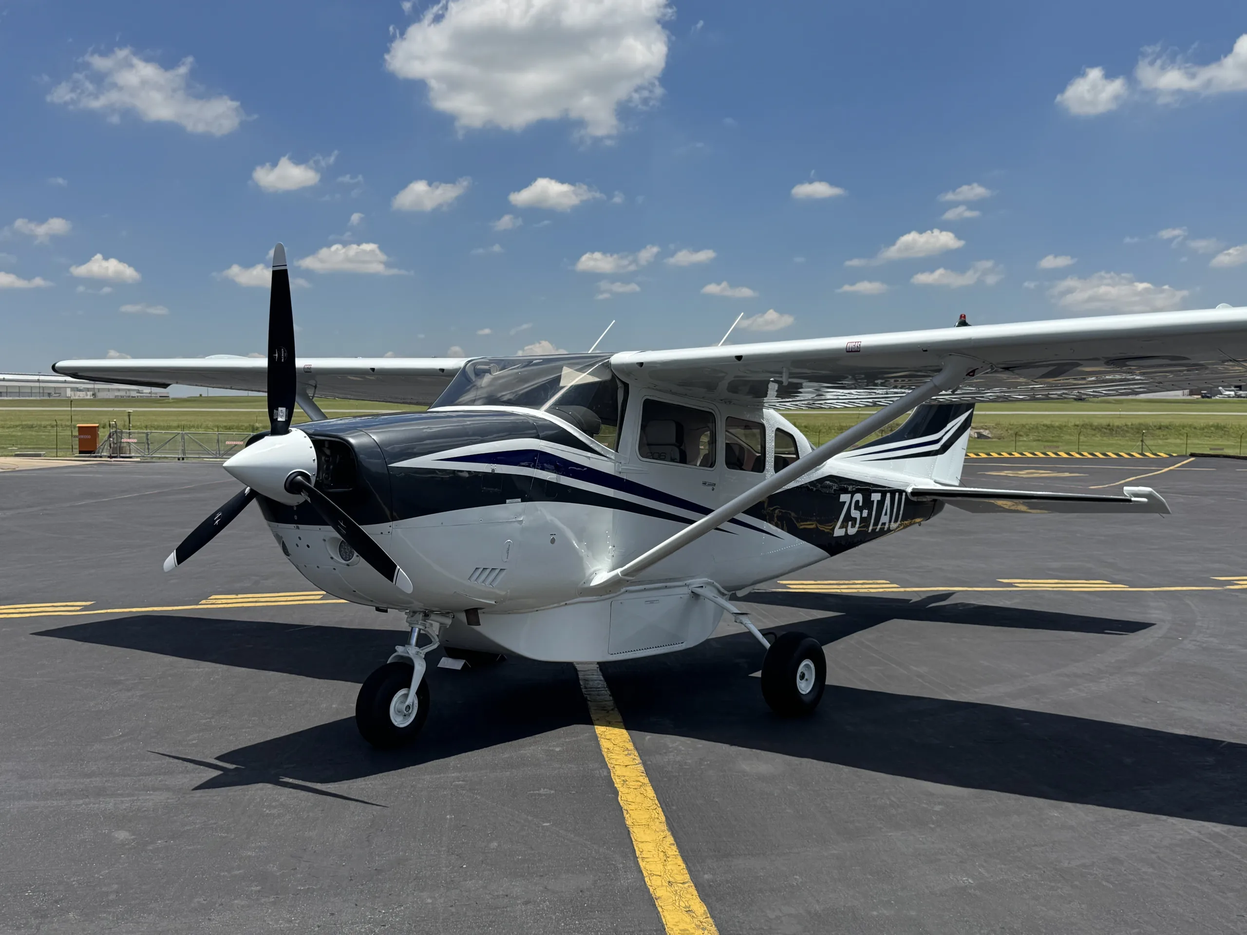 Exterior view of a 1972 Cessna 206.