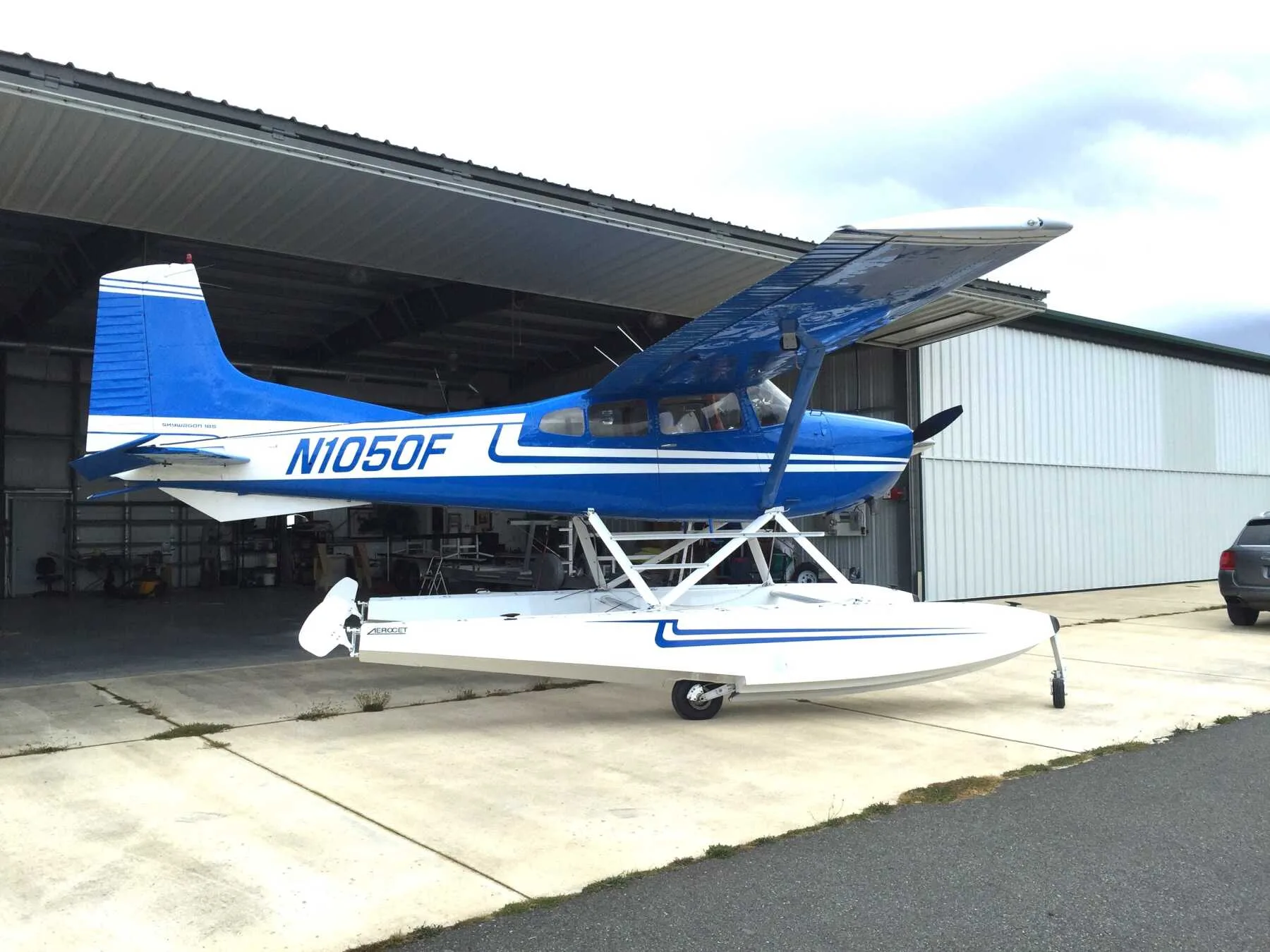 Exterior view of a 1975 Cessna A185F.