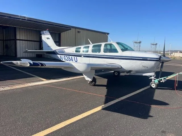 Exterior view of a 1982 BEECHCRAFT A36 BONANZA, N6284U.