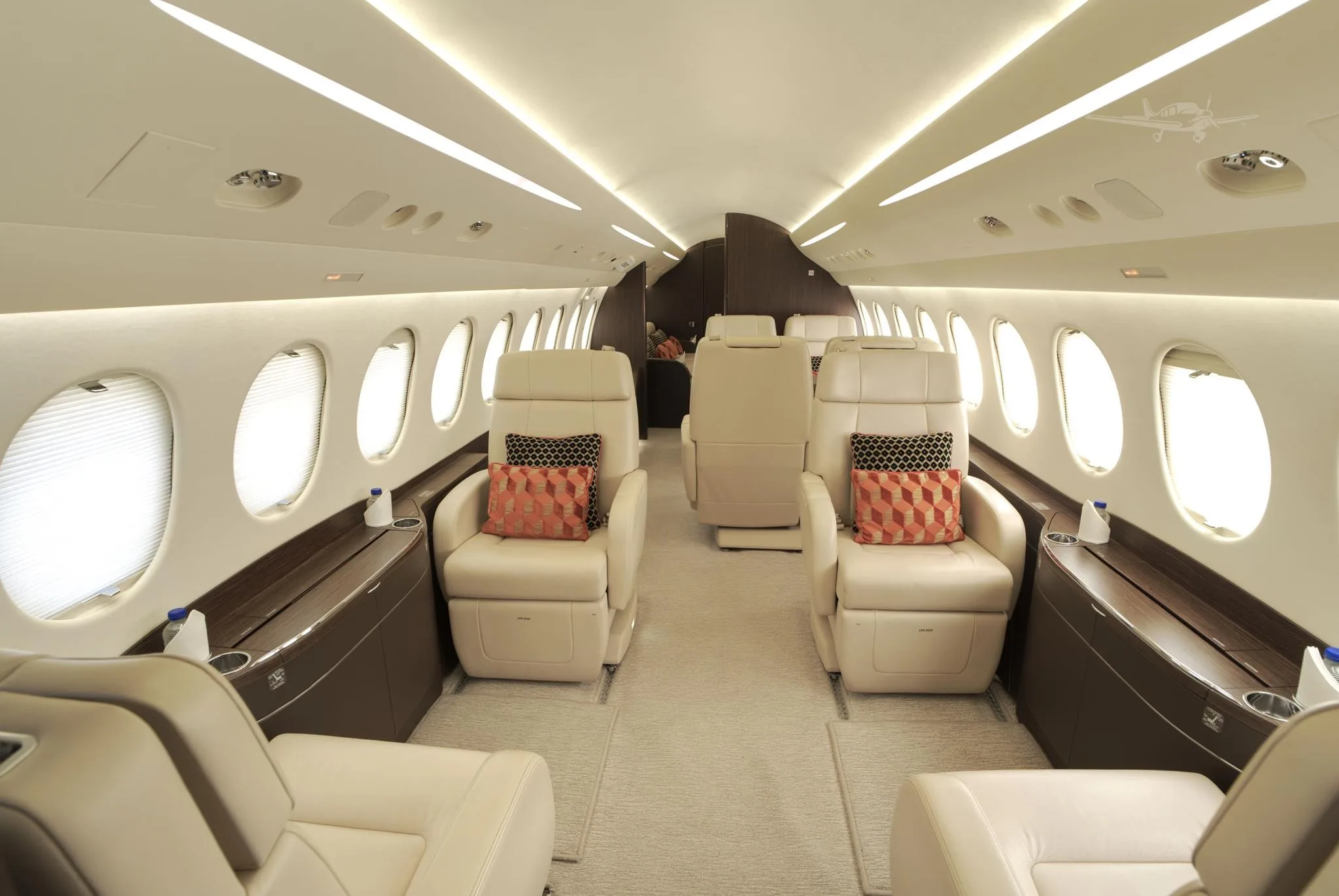 Cabin interior of a 2020 DASSAULT FALCON 7X.