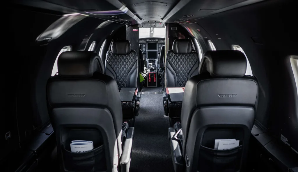 Cabin interior of a 2022 Pilatus.