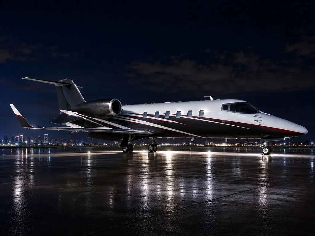 Cabin interior of a 1999 Bombardier Learjet 60.