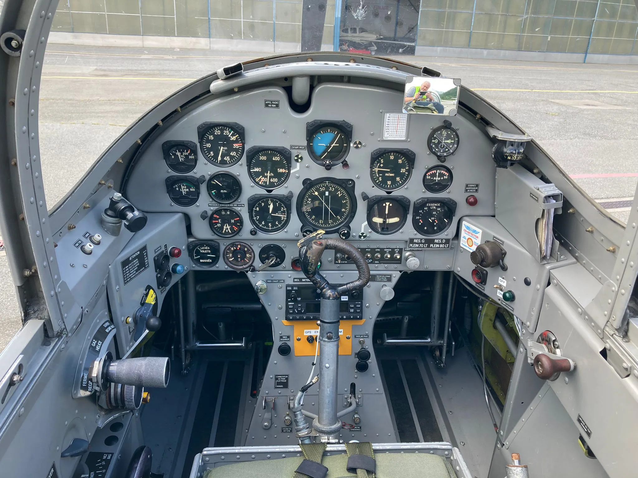 Cockpit and instrument panel of a 1956 Pilatus.