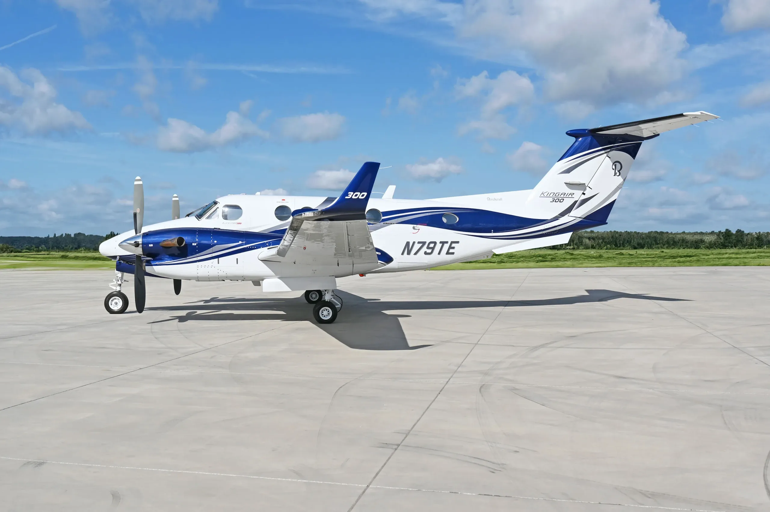 Exterior view of a 1985 Beechcraft King Air 300 SN, FA-67.