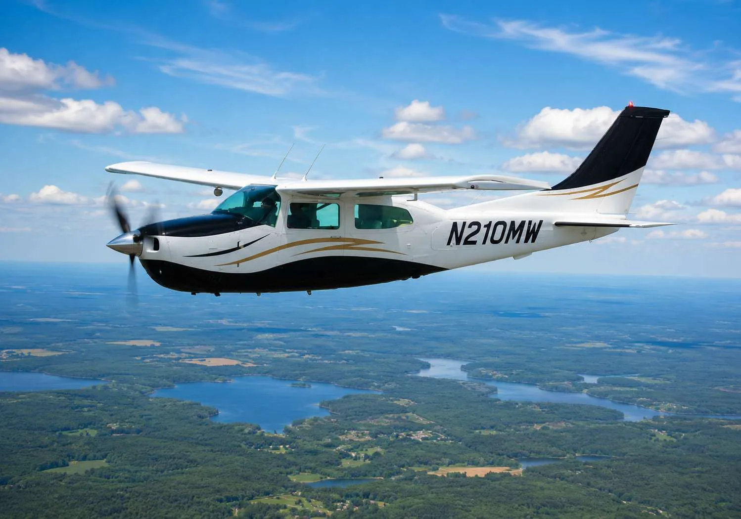 Exterior view of a 1978 Cessna 210M Centurion, N210MW.