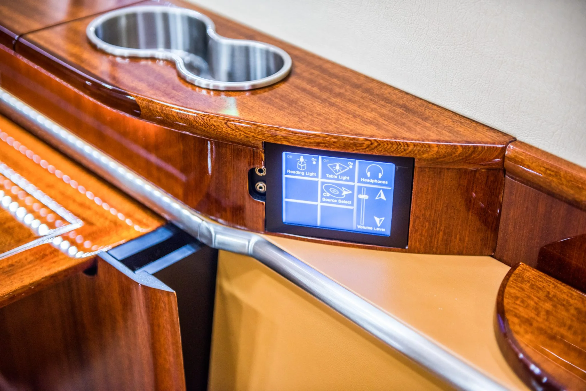 Cabin interior of a 2008 Bombardier Learjet 60XR.