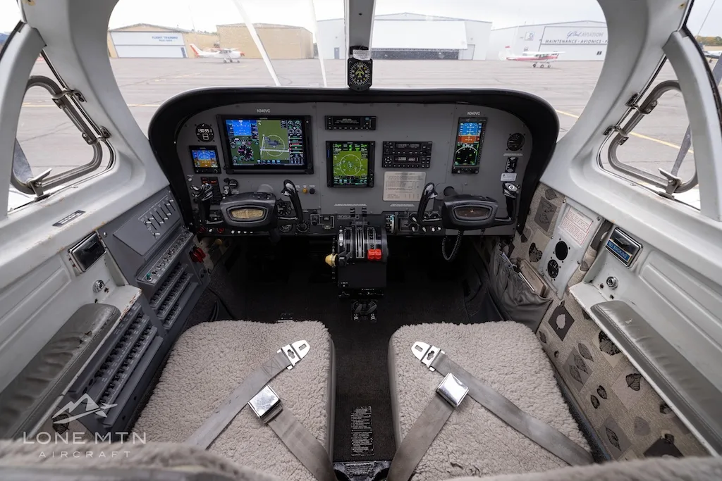 Cockpit and instrument panel of a 1977 Cessna 340A.