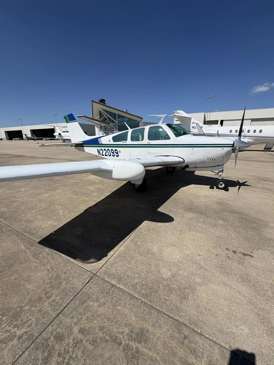 Exterior view of a 1978 BEECHCRAFT F33A BONANZA, N22099.