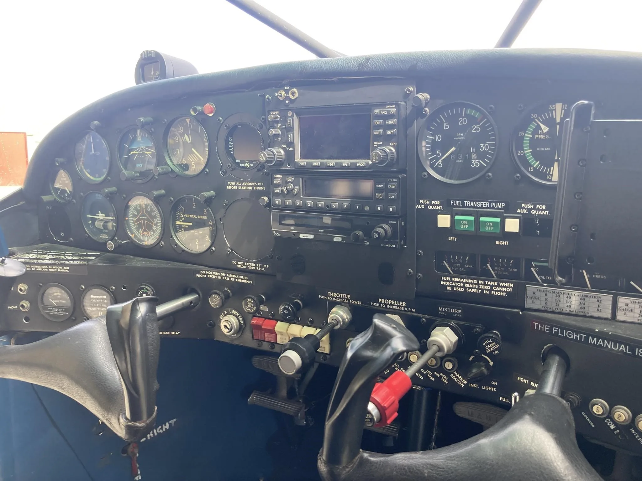 Cockpit and instrument panel of a 1977 MAULE M5-235.