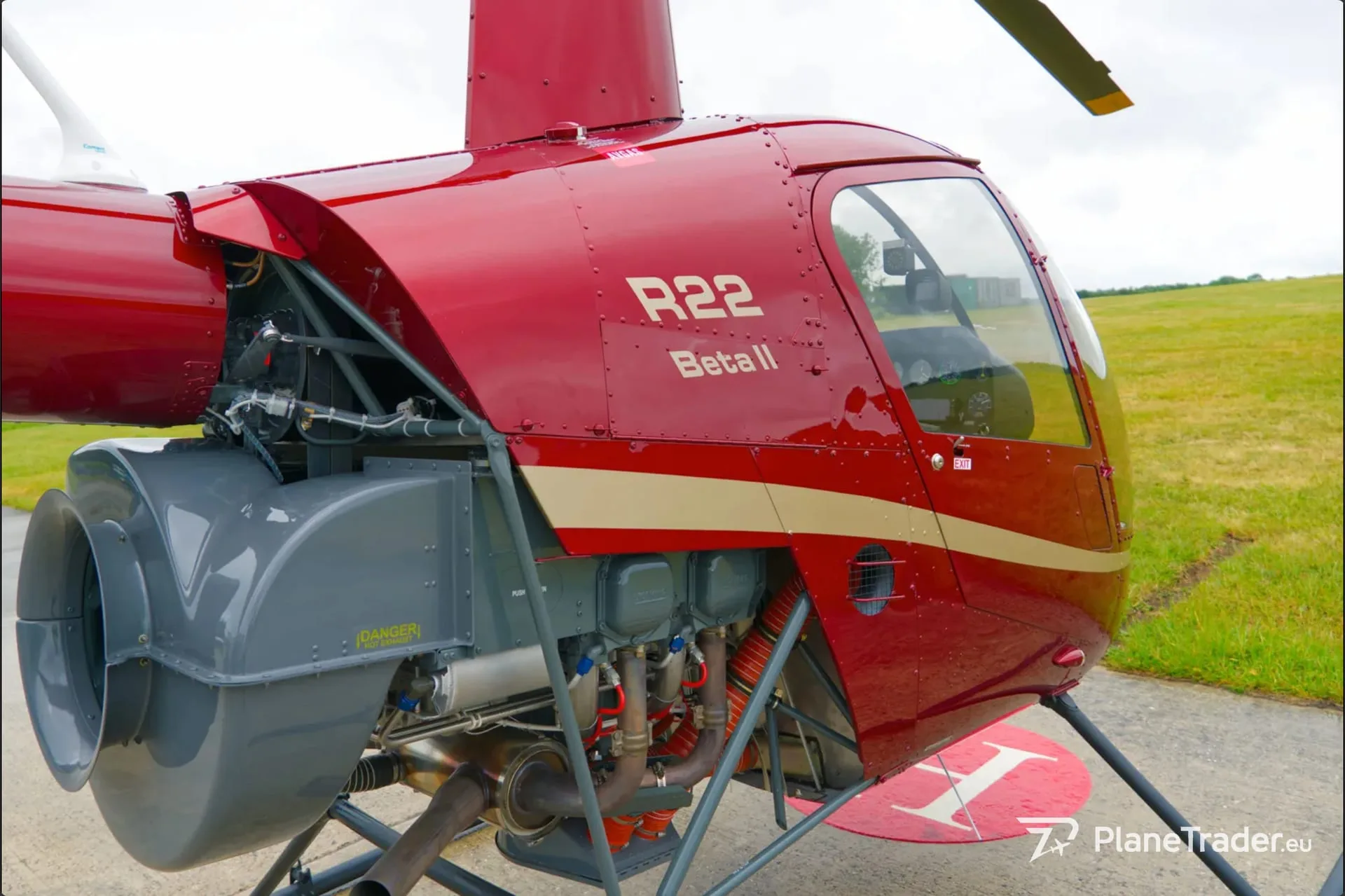Engine detail of a 2026 Robinson R22 Beta II.
