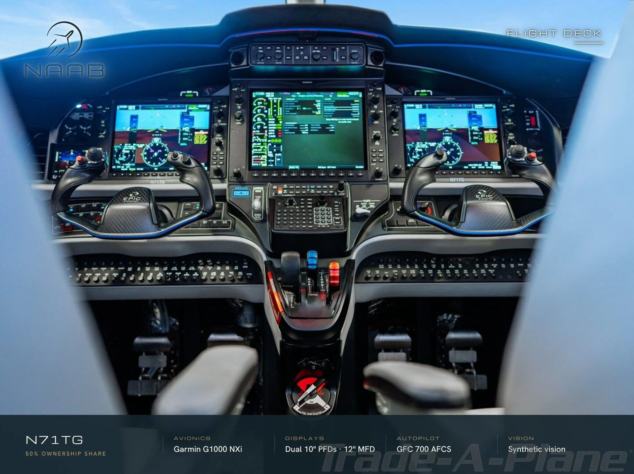 Cockpit and instrument panel of a 2022 EPIC E1000.