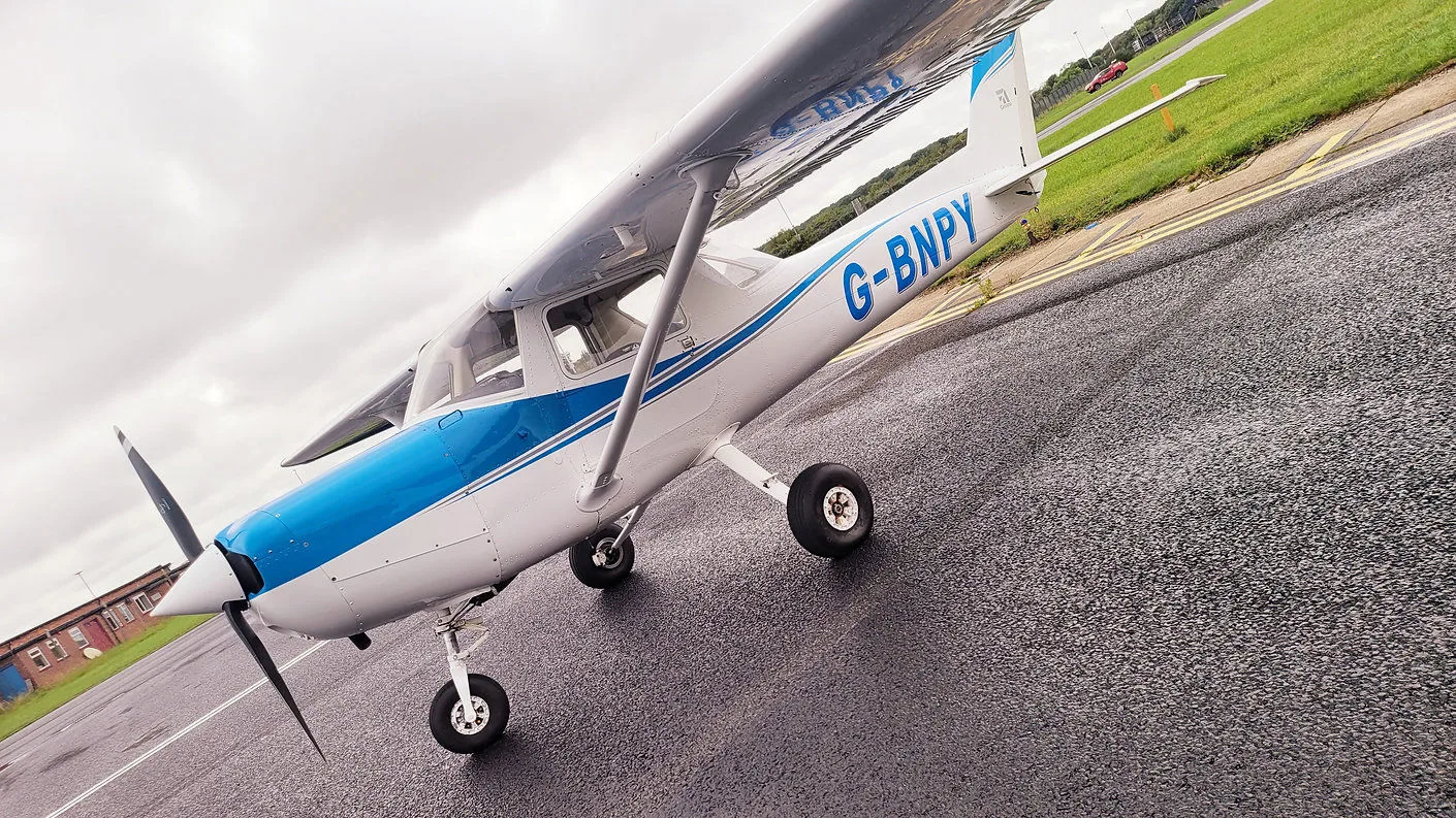 Exterior view of a 1977 Cessna 152.