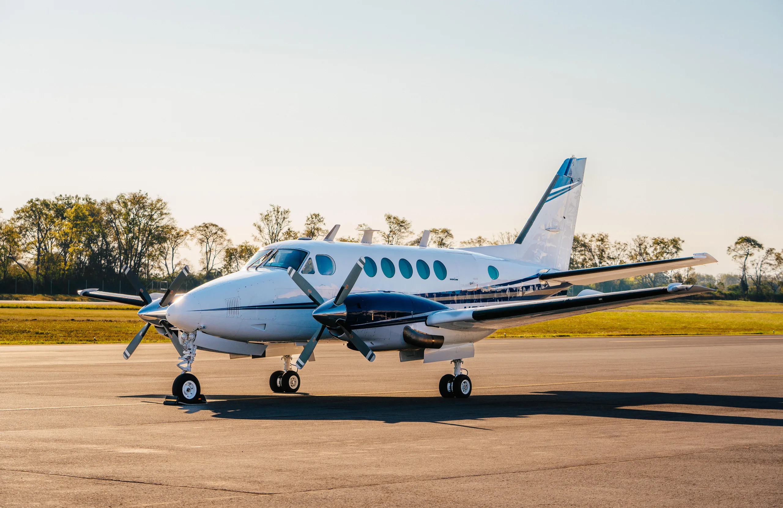 Exterior view of a 1980 Beechcraft King Air B100.