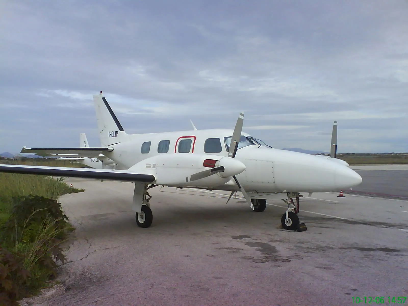 Exterior view of a 1970 Piper PA-31P-425 Pressurized Navajo, I-CICA.