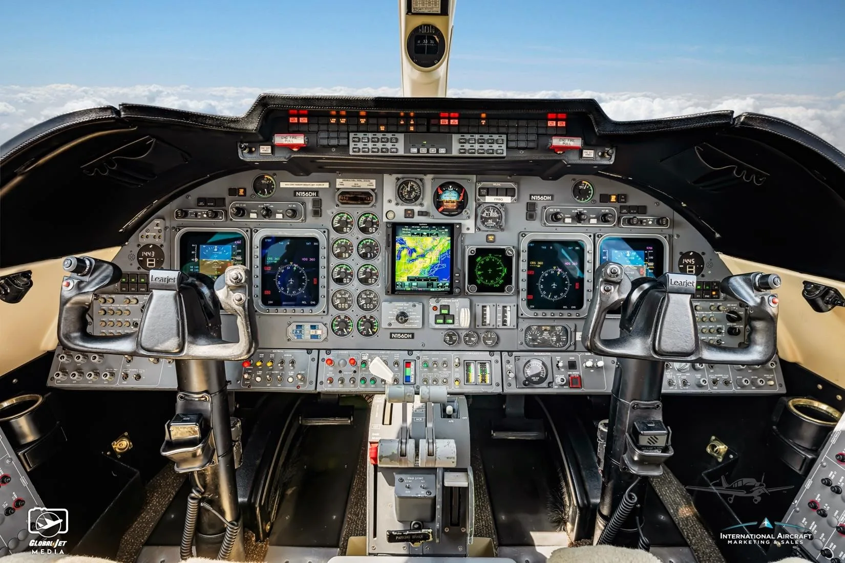 Cockpit and instrument panel of a 1996 LEARJET 60.