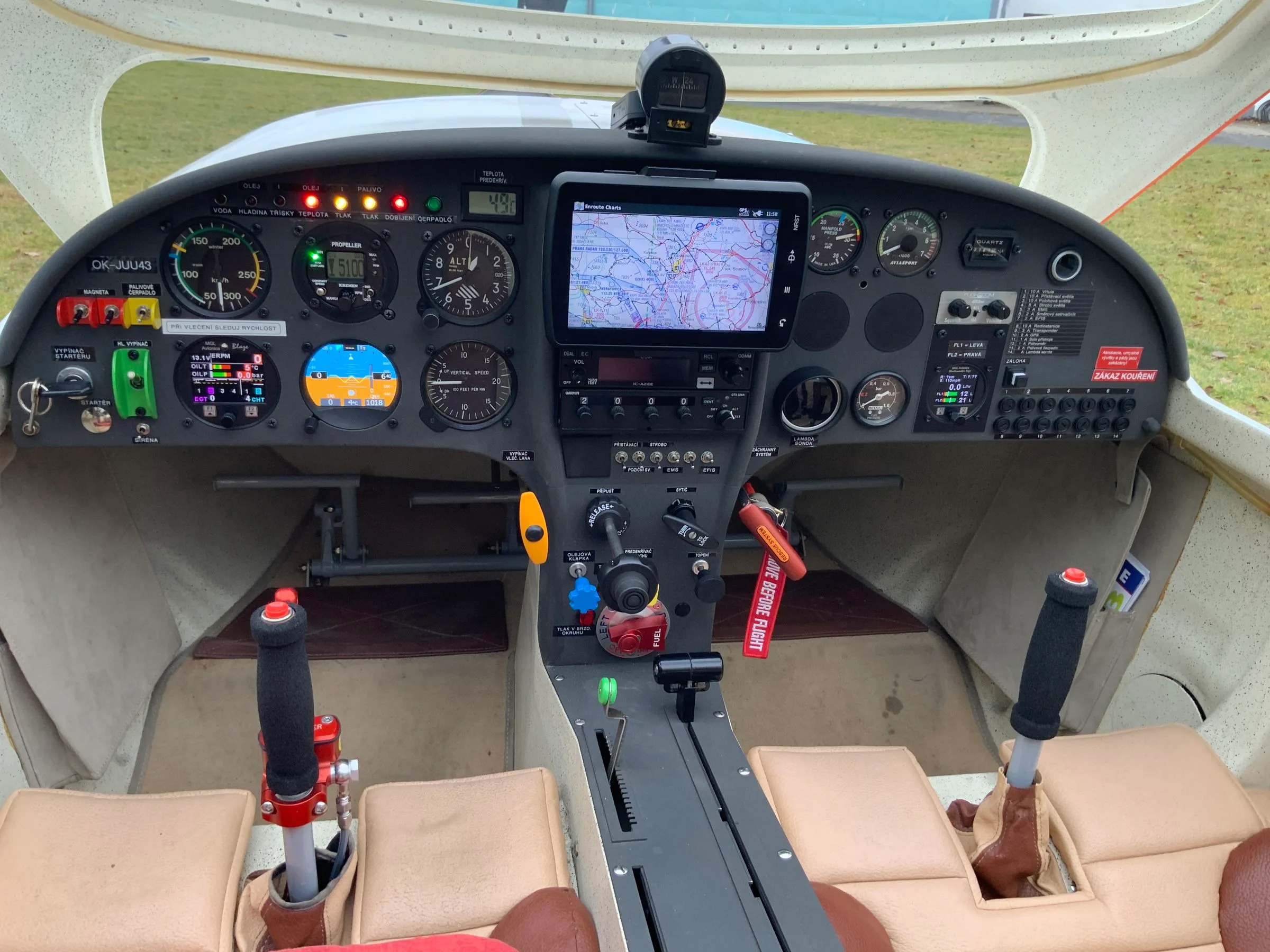 Cockpit and instrument panel of a 2004 Aerospool WT9 Dynamic Club.