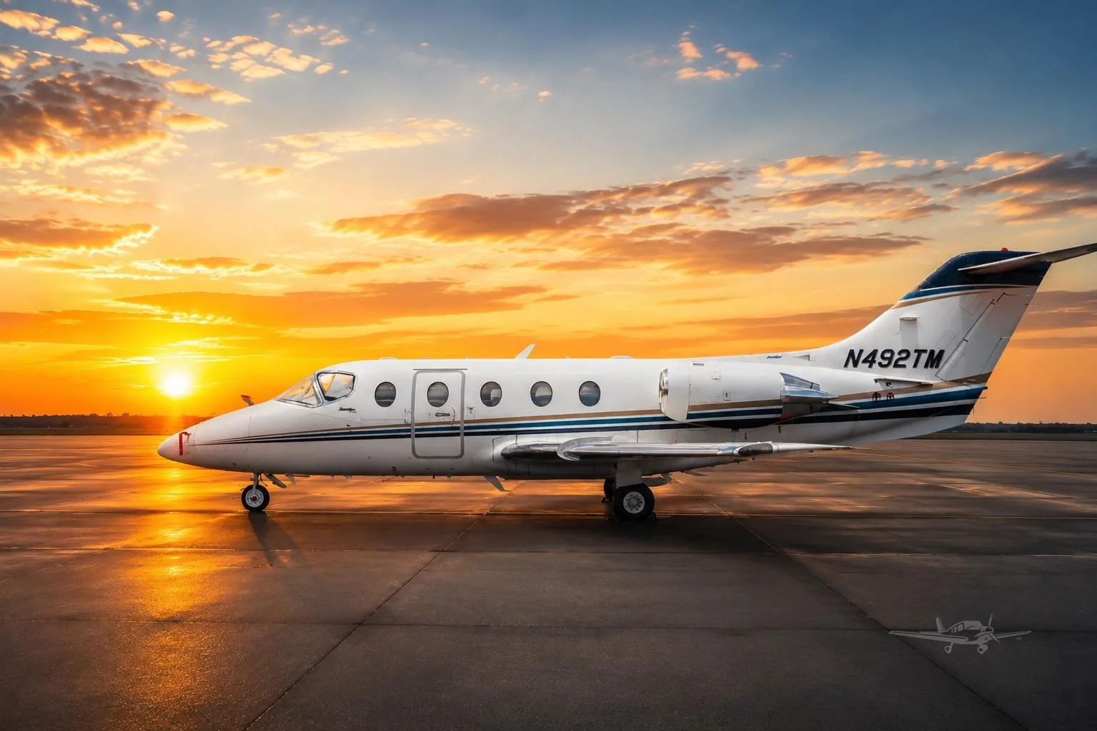 Exterior view of a 2008 HAWKER 400XP, N492TM.