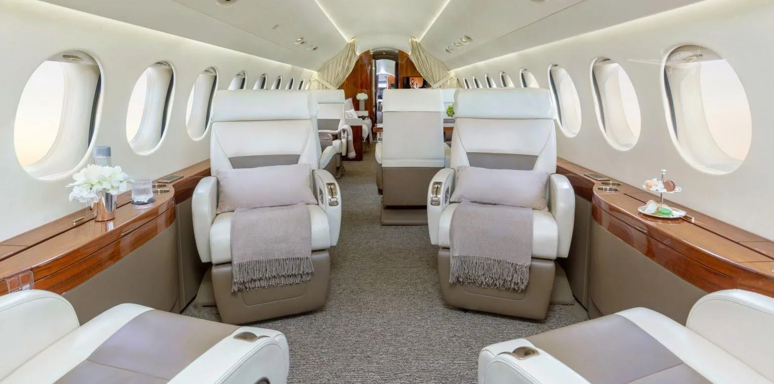 Cabin interior of a 2013 DASSAULT FALCON 7X.