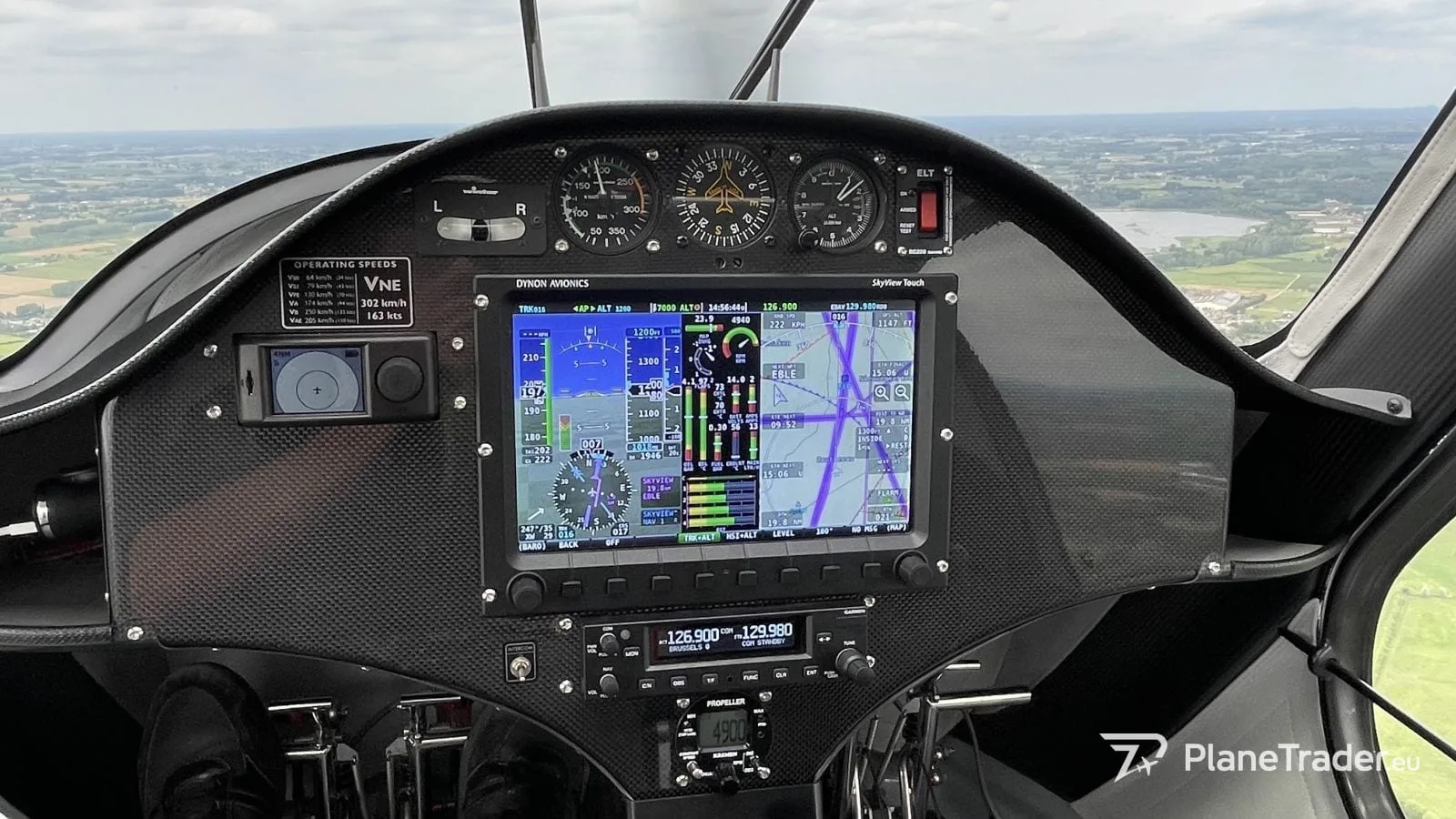 Cockpit and instrument panel of a 2014 PIPISTREL VIRUS.