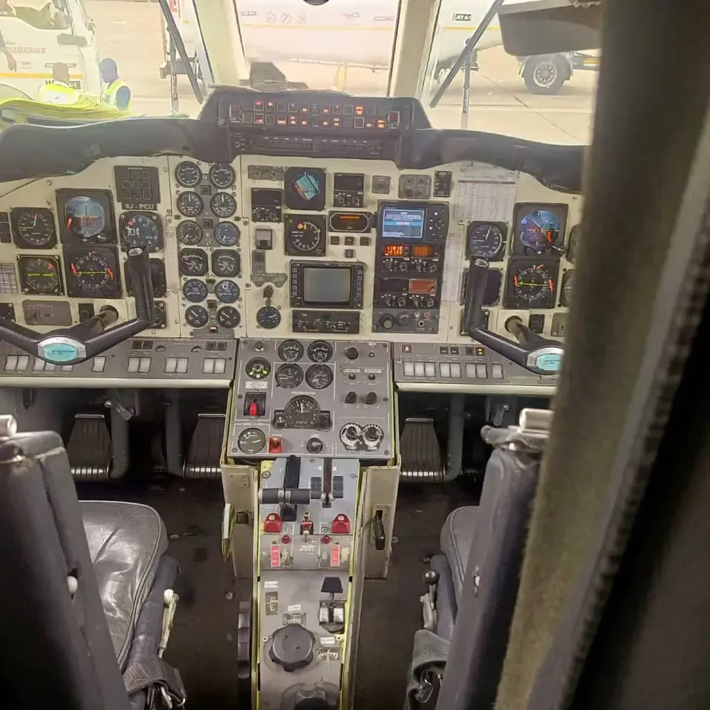 Cockpit and instrument panel of a 1988 British Aerospace Jetstream.