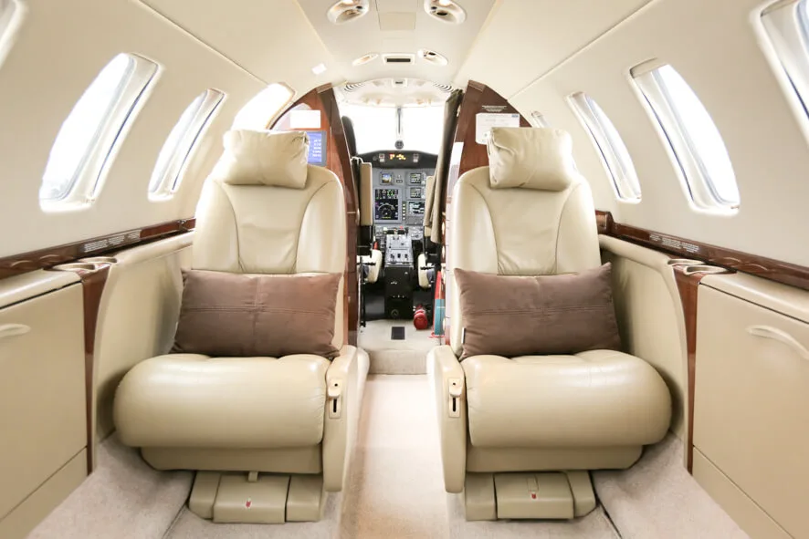 Cabin interior of a 2008 Cessna 525B CJ3.