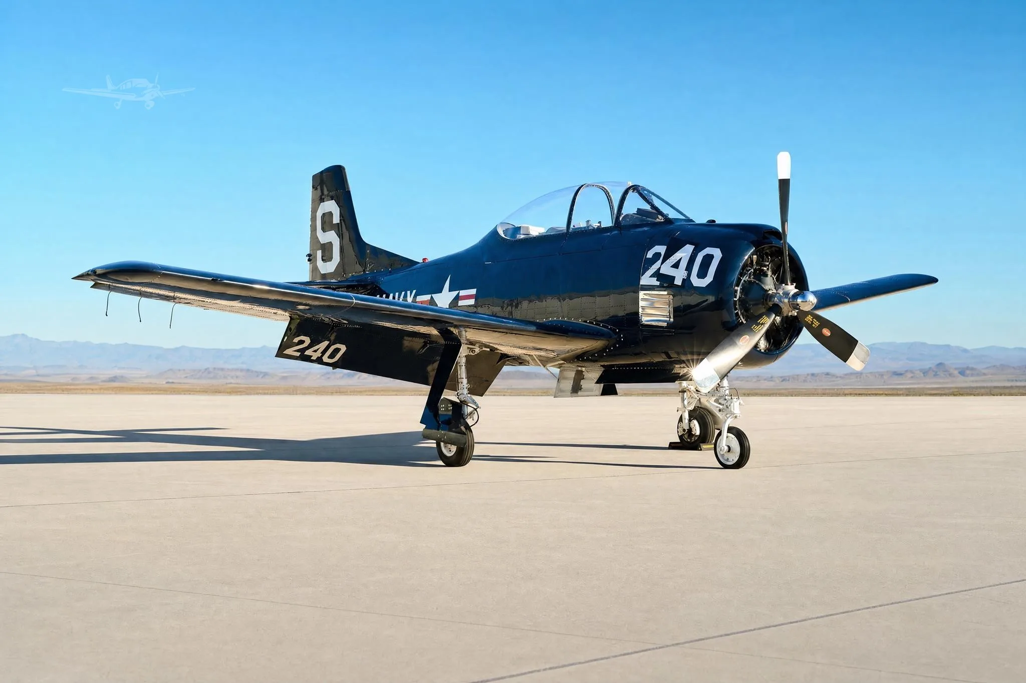 Exterior view of a 1955 NORTH AMERICAN T28B, N128BS.