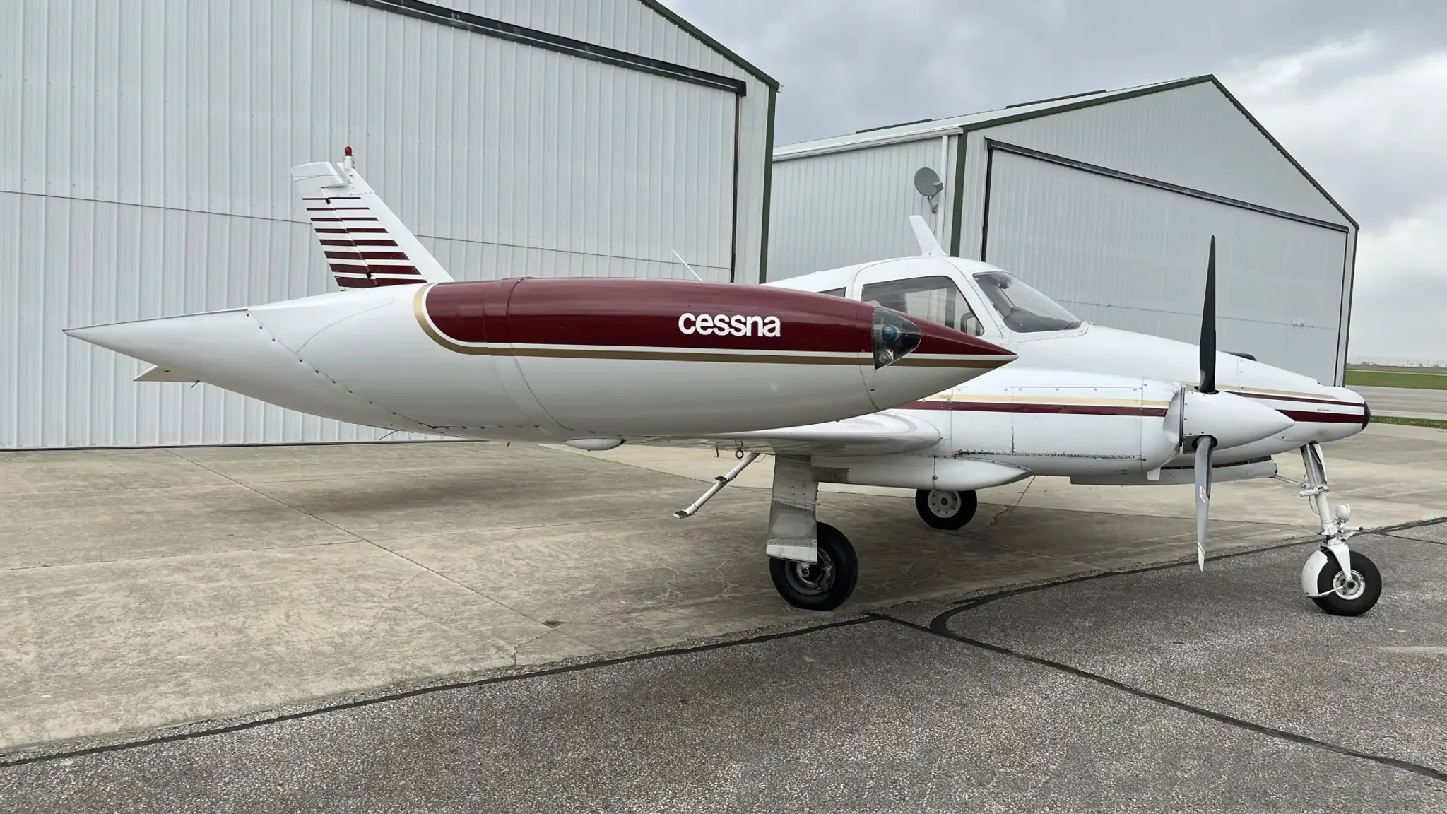 Exterior view of a 1965 Cessna 310J.