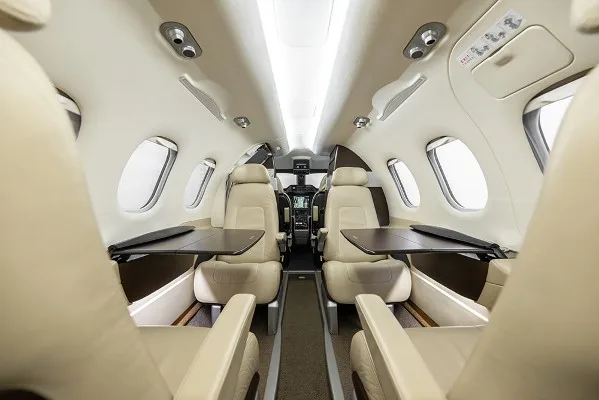 Cabin interior of a 2013 Embraer Phenom 100.