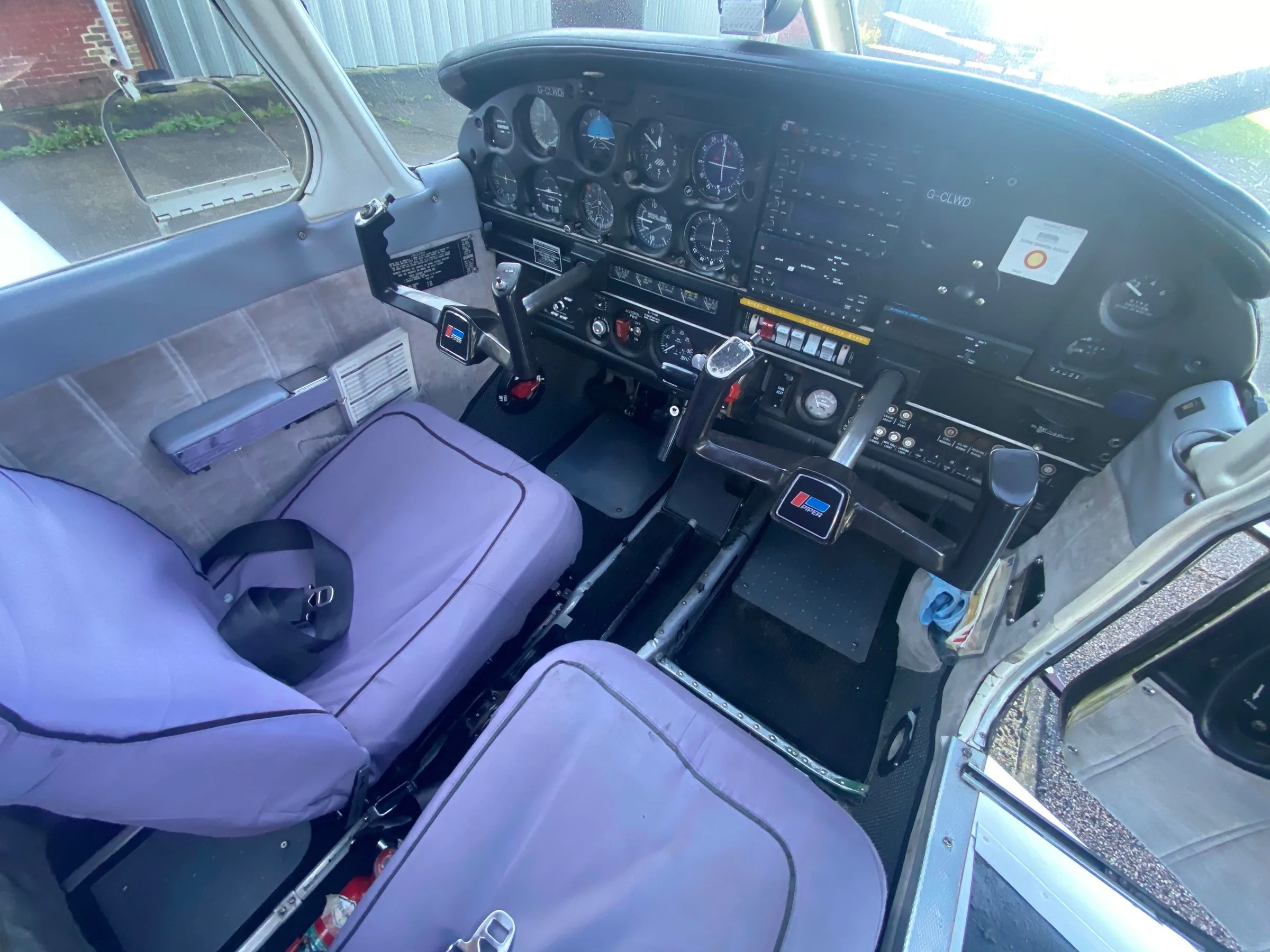 Cockpit and instrument panel of a 1983 Piper PA-28-161 Warrior II.